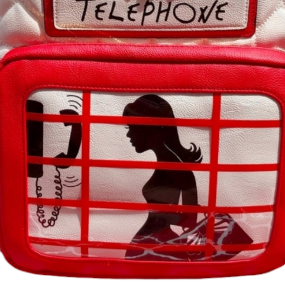 Rare! Betsey Johnson Phone Booth Backpack NWOT - Picture 2 of 12